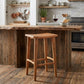 32" Brown Solid Wood Backless Counter Height Bar Chair