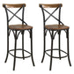 30" Brown and Black Solid Wood and Metal Counter Height Bar Chair