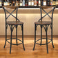 30" Brown and Black Solid Wood and Metal Counter Height Bar Chair