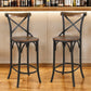 30" Brown and Black Solid Wood and Metal Counter Height Bar Chair