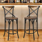 30" Brown and Black Solid Wood and Metal Counter Height Bar Chair