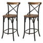 30" Brown and Black Solid Wood and Metal Counter Height Bar Chair