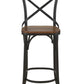 30" Brown and Black Solid Wood and Metal Counter Height Bar Chair