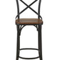 30" Brown and Black Solid Wood and Metal Counter Height Bar Chair
