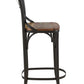30" Brown and Black Solid Wood and Metal Counter Height Bar Chair