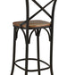 30" Brown and Black Solid Wood and Metal Counter Height Bar Chair