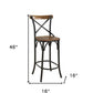 30" Brown and Black Solid Wood and Metal Counter Height Bar Chair