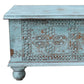 54" Aqua Carved And Distressed Solid Wood Lift Top Coffee Table