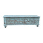 54" Aqua Carved And Distressed Solid Wood Lift Top Coffee Table