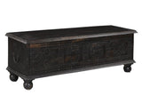 54" Black Solid Wood Distressed Lift Top Solid Coffee Table