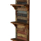 34" Brown And Multi Patina Reclaimed Wood Wall Mounted Shelf With Hooks