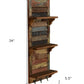 34" Brown And Multi Patina Reclaimed Wood Wall Mounted Shelf With Hooks