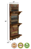 34" Brown And Multi Patina Reclaimed Wood Wall Mounted Shelf With Hooks