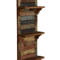 34" Brown And Multi Patina Reclaimed Wood Wall Mounted Shelf With Hooks