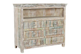 50" White Distressed Reclaimed Wood Open And Enclosed Storage Entertainment Center