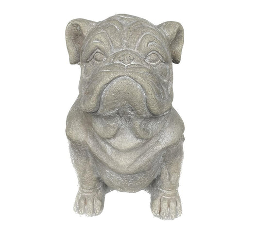 16" Gray Polyresin Dog Hand Painted Statue