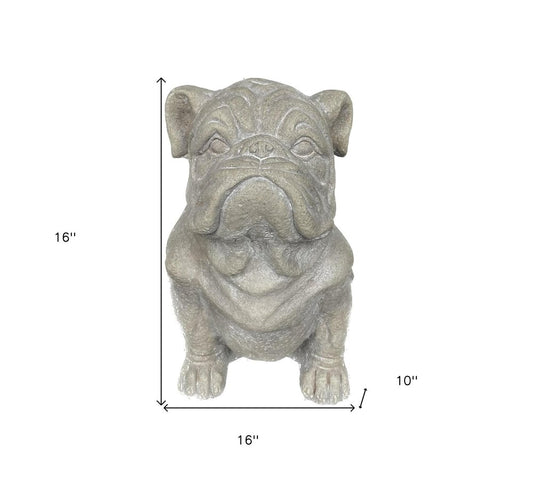 16" Gray Polyresin Dog Hand Painted Statue