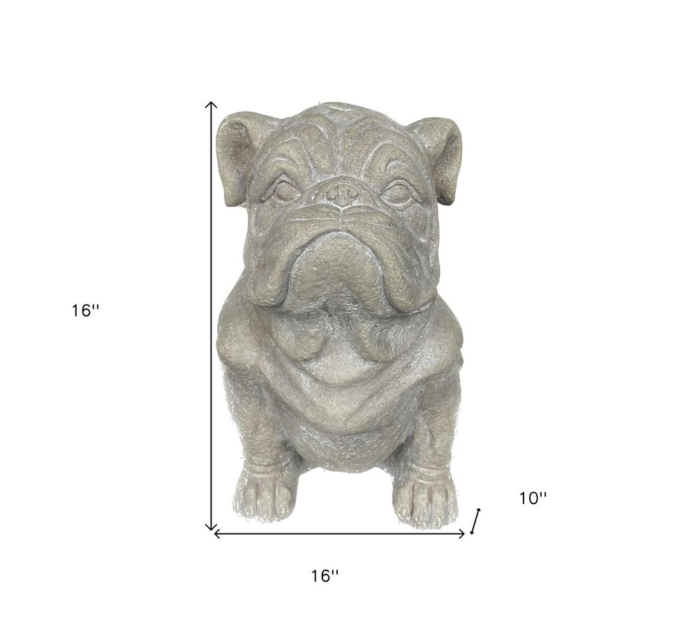 16" Gray Polyresin Dog Hand Painted Statue