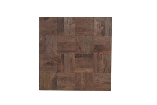 40" Dark Brown and Black Solid Wood Square Block Coffee Table