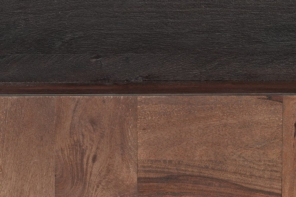 40" Dark Brown and Black Solid Wood Square Block Coffee Table