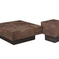 40" Dark Brown and Black Solid Wood Square Block Coffee Table