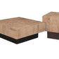 40" Brown and Black Solid Wood Square Block Coffee Table