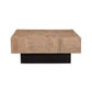 40" Brown and Black Solid Wood Square Block Coffee Table