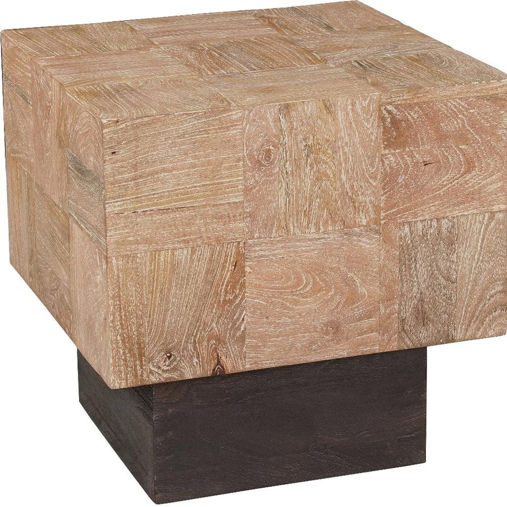 22" Black And Brown Solid Wood Square End Table
