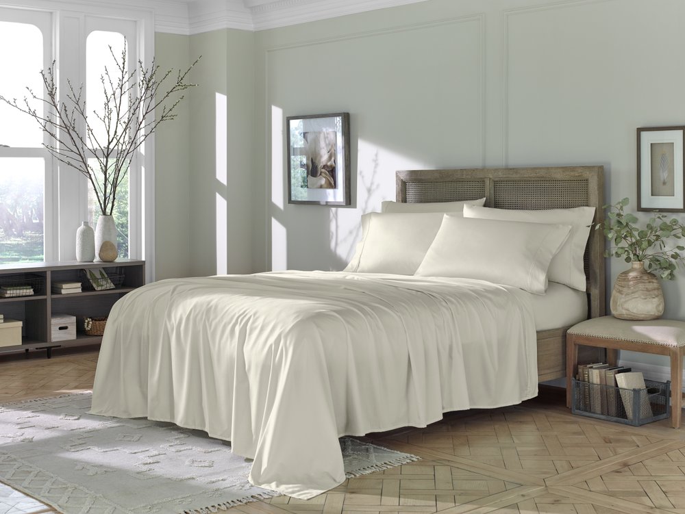Set of Six Ivory Tencel Lyocell Satin