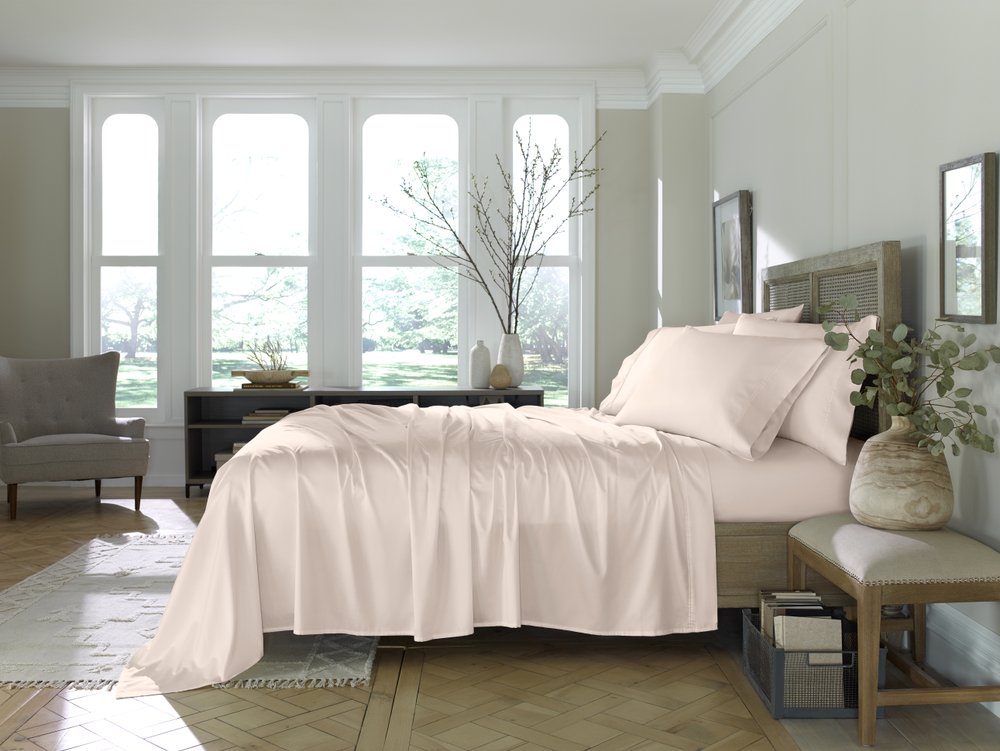 Set of Six Blush Tencel Lyocell Satin