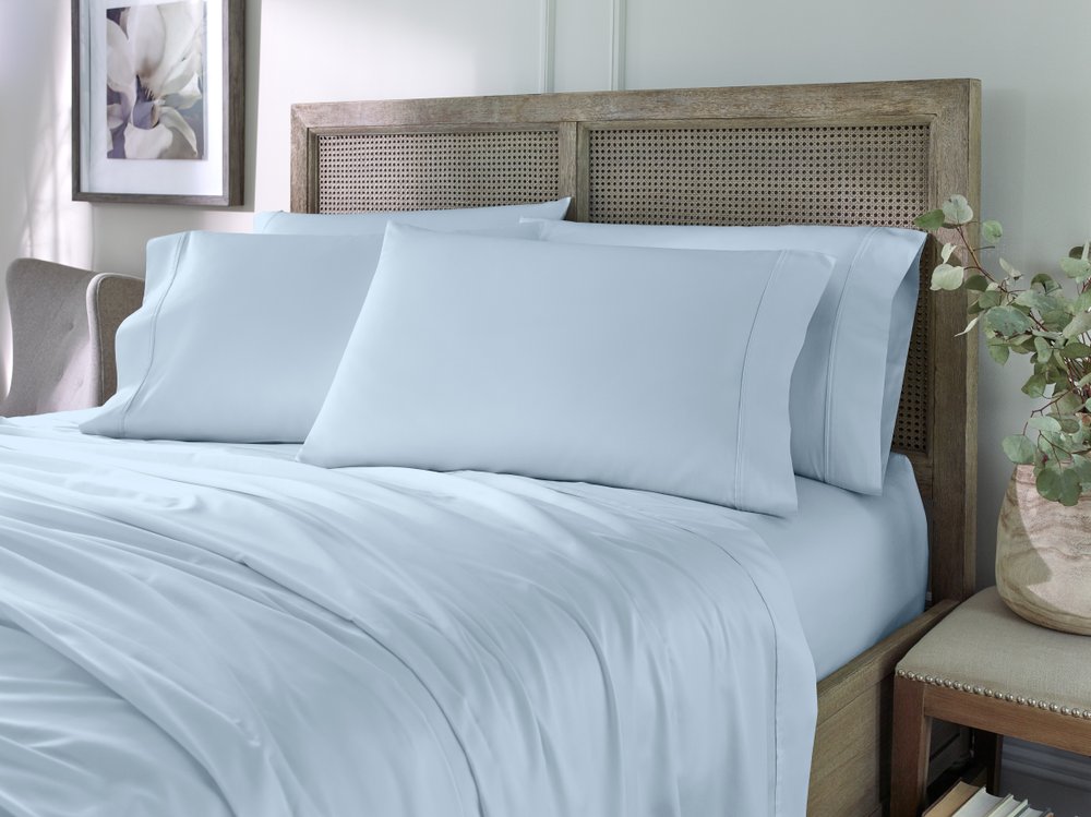 Set of Six Powder Blue Tencel Lyocell Satin