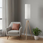 58" Natural Wood Look Tripod Floor Lamp With White Shade