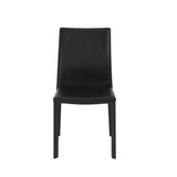 Set of Two Black Upholstered Leather Dining Side Chairs