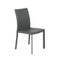 Set of Two Gray Upholstered Leather Dining Side Chairs