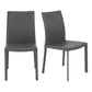Set of Two Gray Upholstered Leather Dining Side Chairs