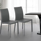 Set of Two Gray Upholstered Leather Dining Side Chairs