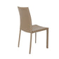 Set of Two Taupe Upholstered Leather Dining Side Chairs