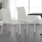 Set of Two White Upholstered Leather Dining Side Chairs