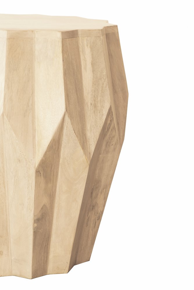 23" Natural Solid Wood Round Drum End Table