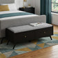 59" Gray and Black Fabric Upholstered Storage Bench with Drawers