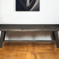 60" Gray And Dark Brown Distressed Wood Dining Bench