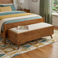 59" Beige and Brown Upholstered Polyester Blend Bench with Drawers