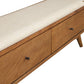 59" Beige and Brown Upholstered Polyester Blend Bench with Drawers