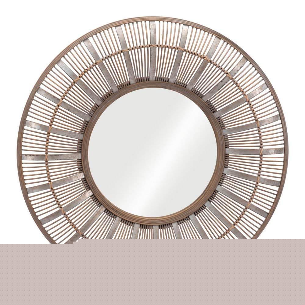 32" Brown Round Accent Mirror