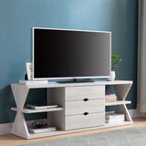60" White Wood Enclosed and Open Storage TV Stand