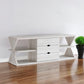 60" White Wood Enclosed and Open Storage TV Stand