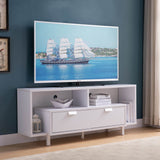 60" White Wood Enclosed and Open Storage TV Stand