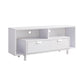 60" White Wood Enclosed and Open Storage TV Stand