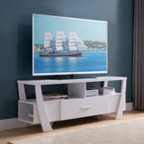 60" White Wood Enclosed and Open Storage TV Stand