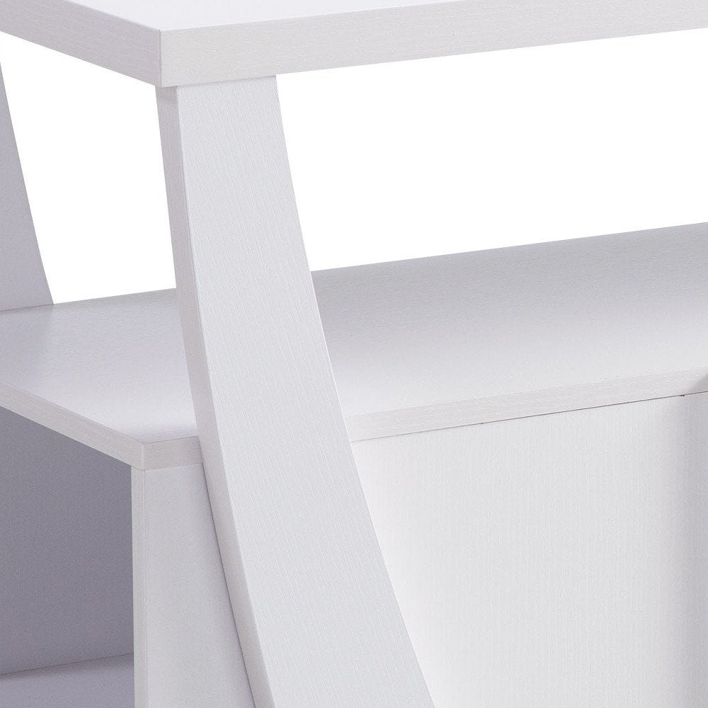 60" White Wood Enclosed and Open Storage TV Stand